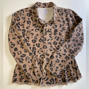 NWOT Leopard Denim Jacket, Size M